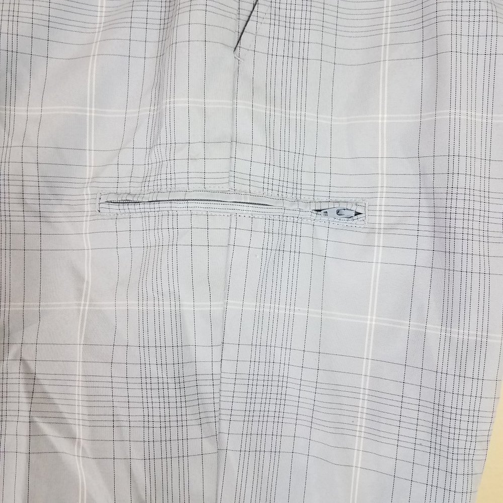 Grand Slam Light Blue Plaid Flat Front Golf Shorts - Picture 6 of 11